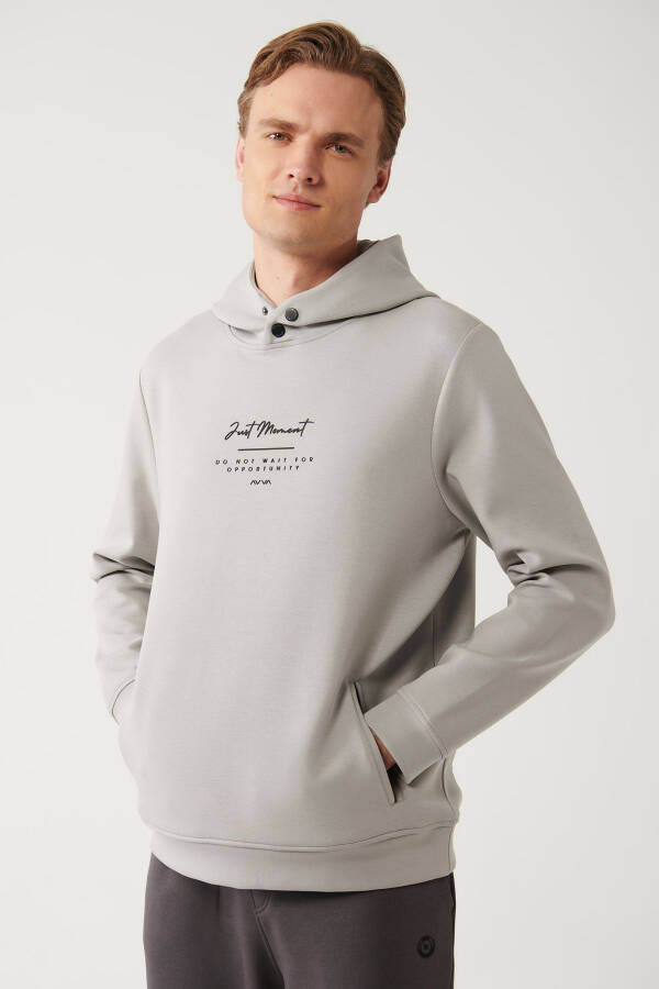 Men's Grey Hoodie Sweatshirt - 1