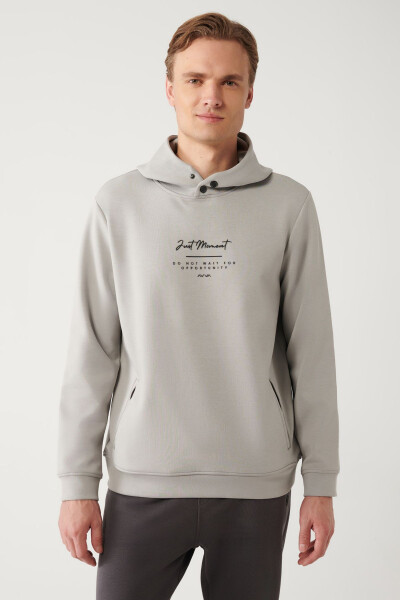 Men's Grey Hoodie Sweatshirt - 3