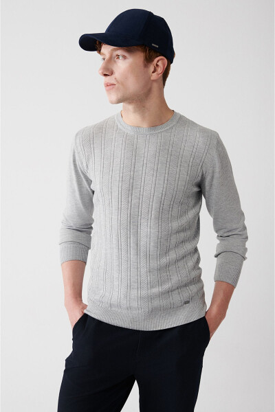 Men's Grey Knit Sweater - 1