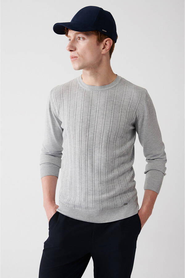 Men's Grey Knit Sweater - 1