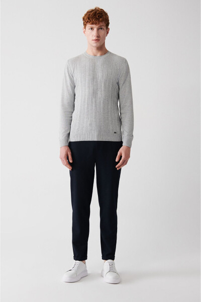 Men's Grey Knit Sweater - 5