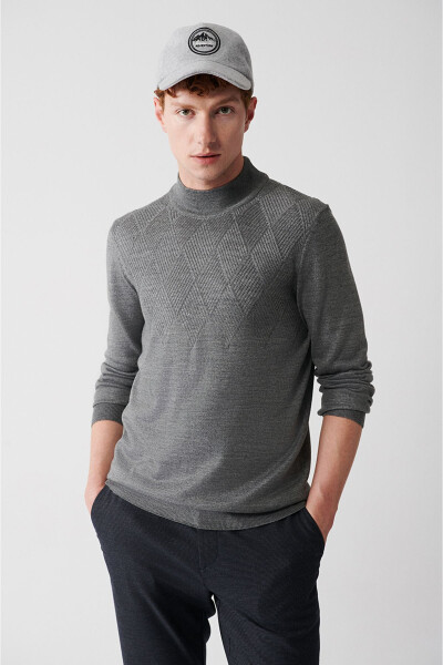 Men's Grey Knit Sweater - 1