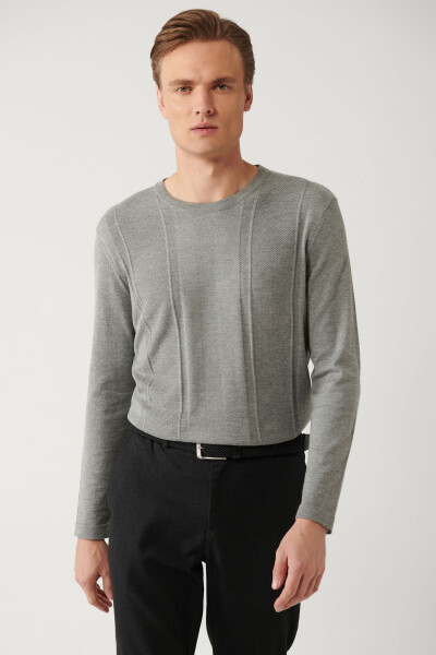 Men's Grey Knit Sweater - 1