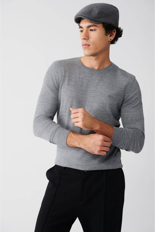 Men's Grey Knit Sweater - 1