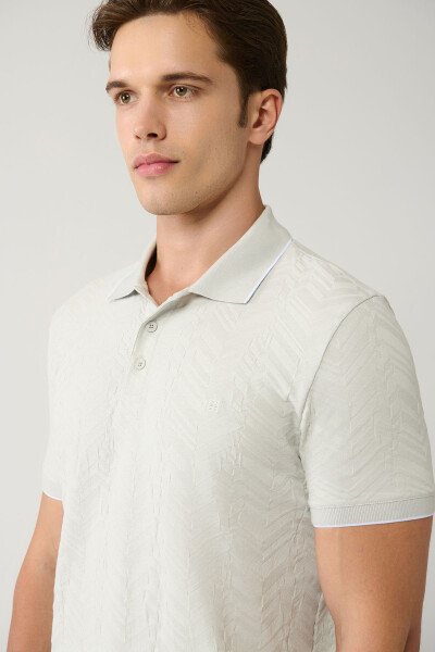 Men's Grey Polo Jacquard T-shirt - 2