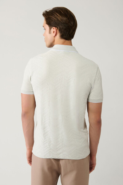 Men's Grey Polo Jacquard T-shirt - 4