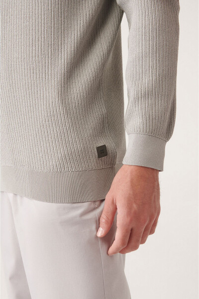 Men's Grey Polo Neck Knit - 7