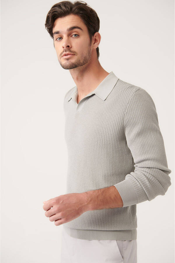 Men's Grey Polo Neck Knit - 8