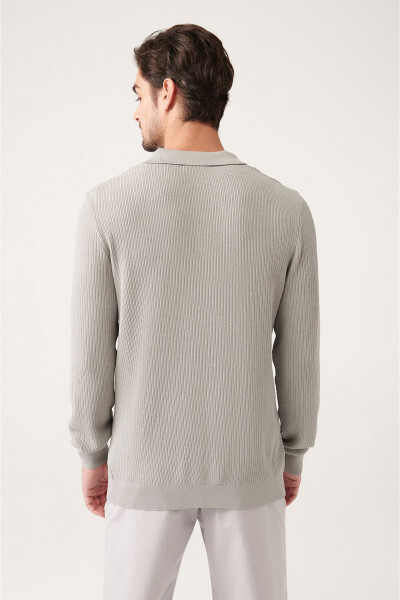 Men's Grey Polo Neck Knit - 9