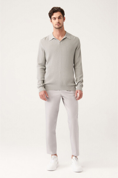 Men's Grey Polo Neck Knit - 10