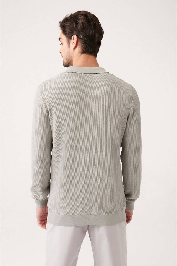 Men's Grey Polo Neck Knit - 4