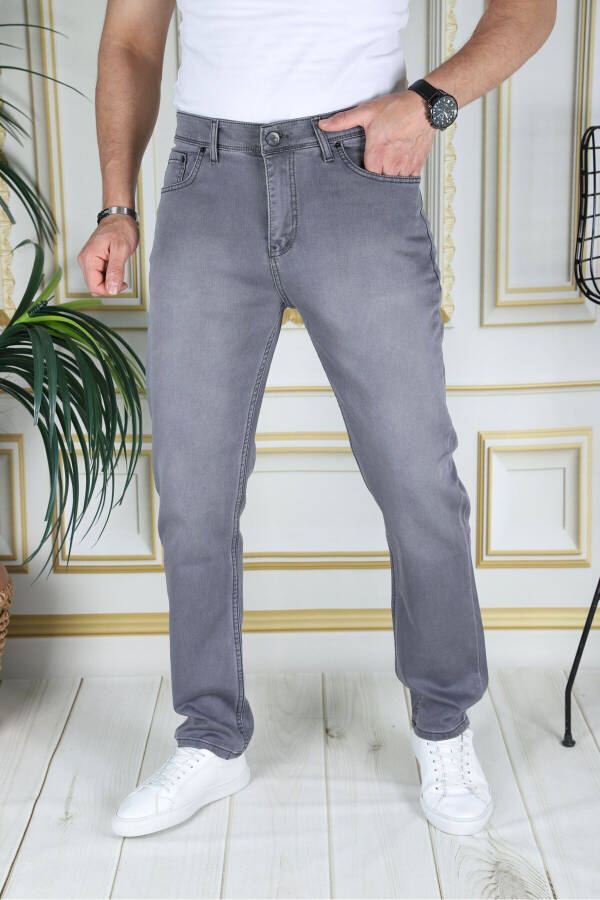 Men's Grey Top Pocket Reinforced Regular Fit Relaxed Fit Flexible Chino Linen/Canvas Cotton Pants - 7