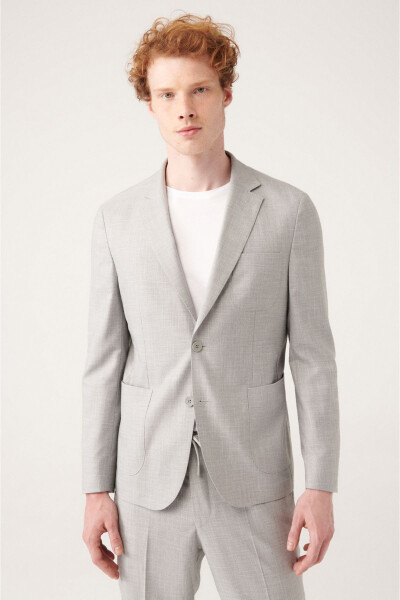 Men's Grey Unlined Double Breasted Jacket - 6