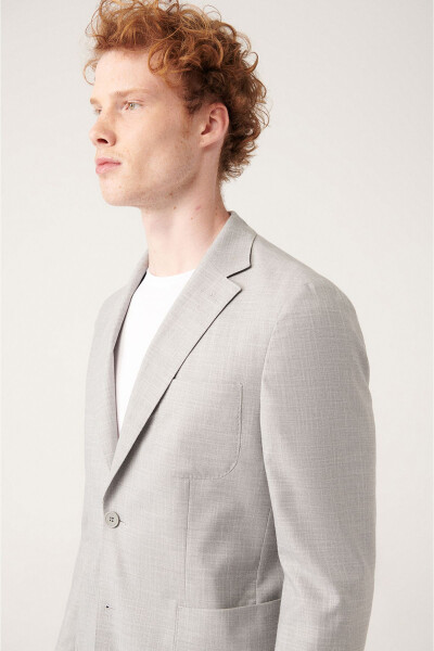 Men's Grey Unlined Double Breasted Jacket - 7