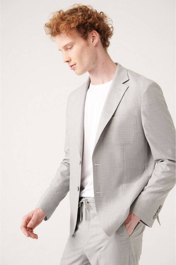 Men's Grey Unlined Double Breasted Jacket - 8