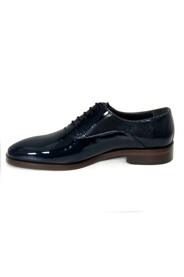 Men's Groom Prom Wedding Special Day Navy Patent Laced Modern Shoes Product Name Smart Party - 3