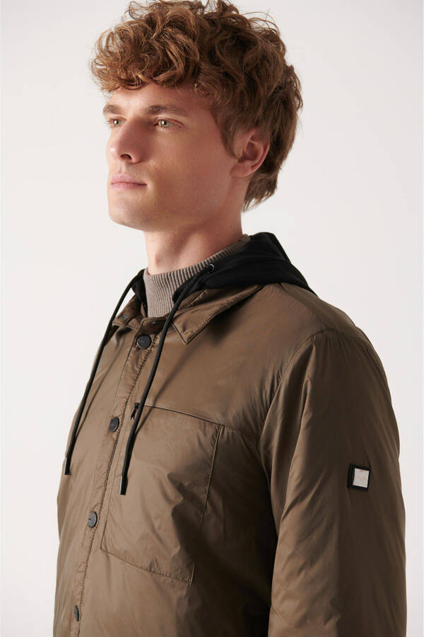 Men's Haki Hooded Jacket - 8