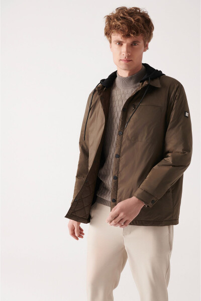 Men's Haki Hooded Jacket - 9