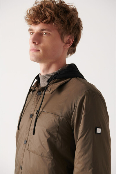 Men's Haki Hooded Jacket - 2