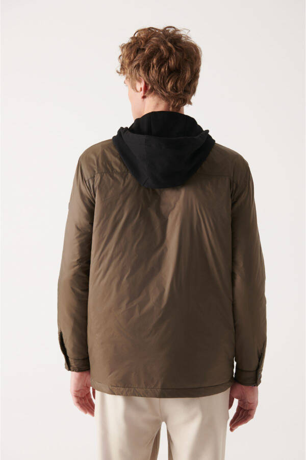 Men's Haki Hooded Jacket - 4