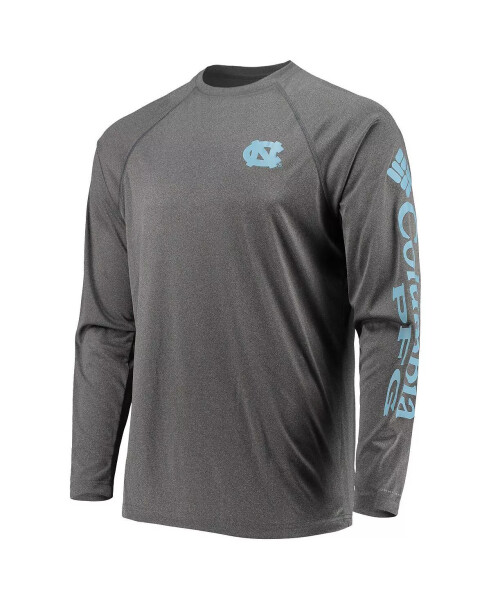 Men's Heathered Charcoal North Carolina Tar Heels PFG Terminal Tackle Raglan Omni-Shade Long Sleeve T-shirt Heather Charcoal - 3