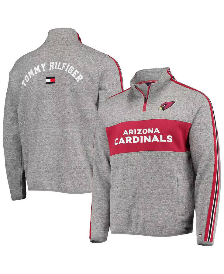 Men's Heathered Gray Arizona Cardinals Mario Quarter-Zip Jacket - 1