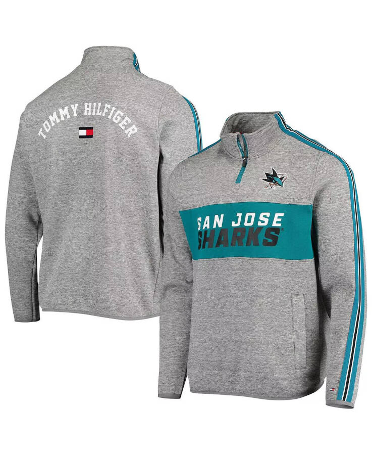 Men's Heathered Gray San Jose Sharks Mario Quarter-Zip Jacket Heathered Gray - 1