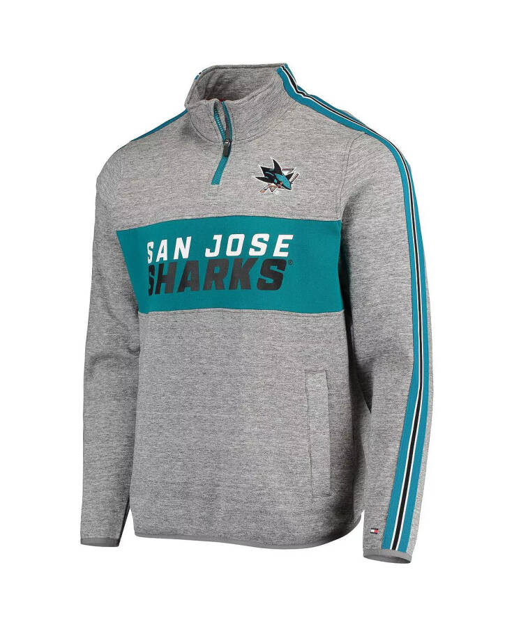 Men's Heathered Gray San Jose Sharks Mario Quarter-Zip Jacket Heathered Gray - 3