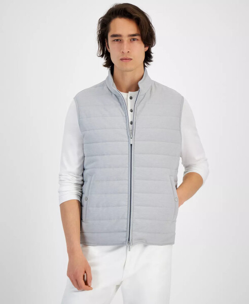 Men's Heathered Quilted Zip Stand-Collar Vest, Created for Modazone Casual Grey Heather - 1