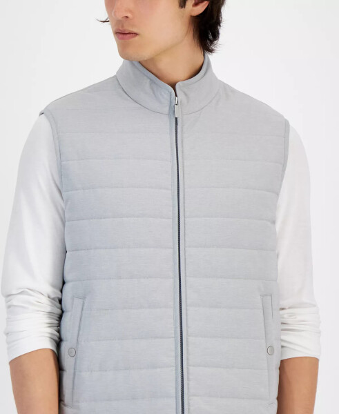 Men's Heathered Quilted Zip Stand-Collar Vest, Created for Modazone Casual Grey Heather - 3