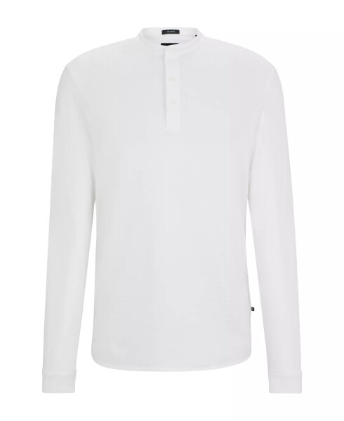 Men's Henley Neckline Polo Shirt White - 3