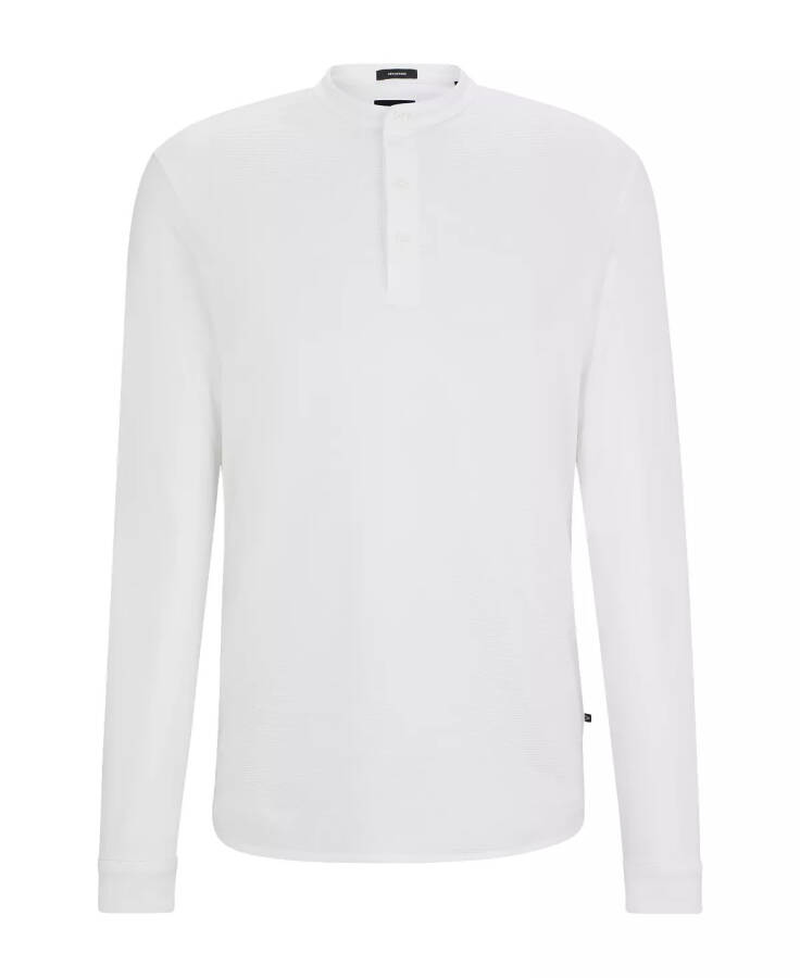 Men's Henley Neckline Polo Shirt White - 3