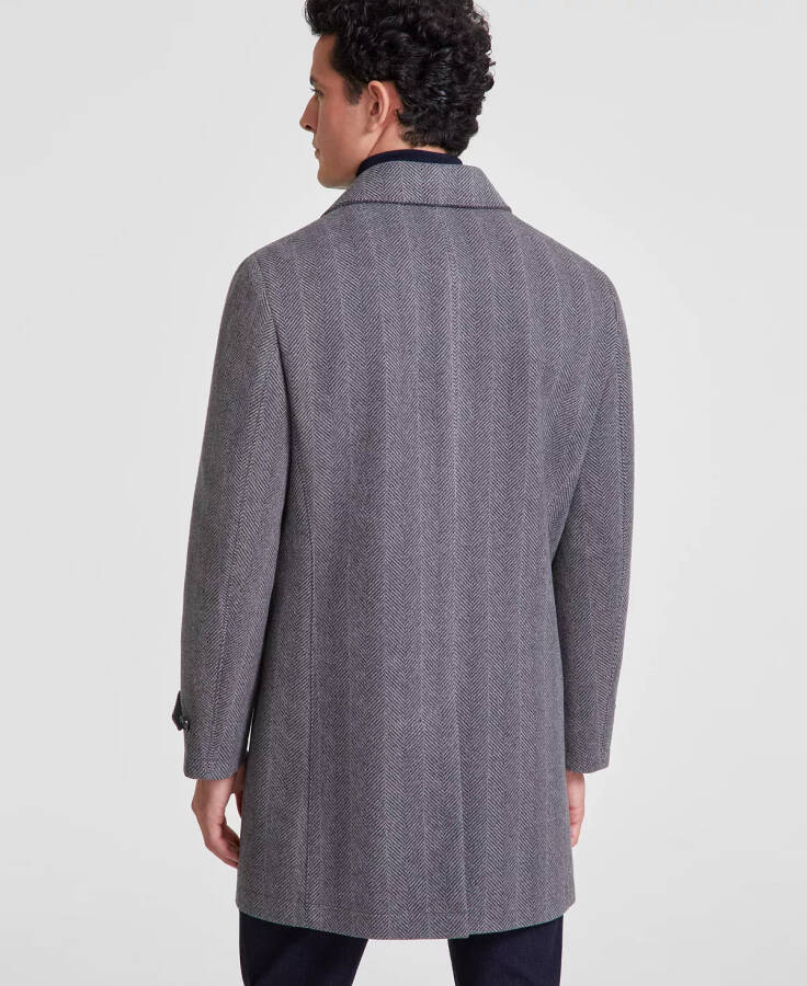 Men's Herringbone Charcoal Overcoat - 2