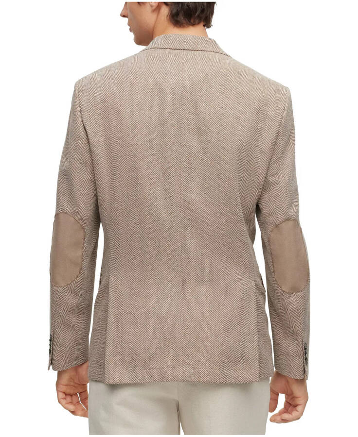 Men's Herringbone Slim-Fit Jacket Medium Beige - 2