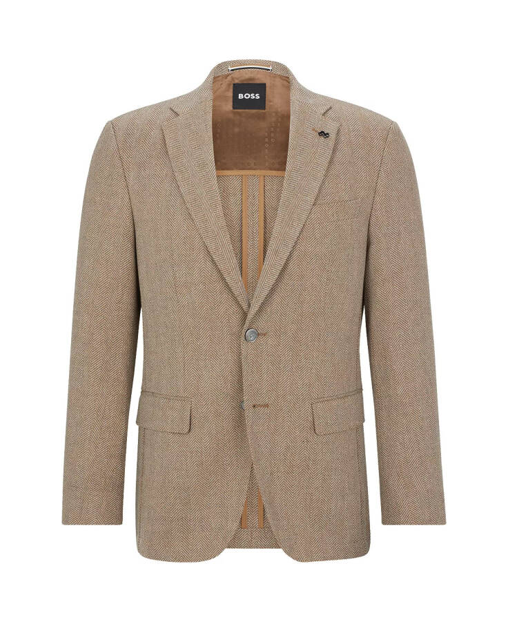 Men's Herringbone Slim-Fit Jacket Medium Beige - 3