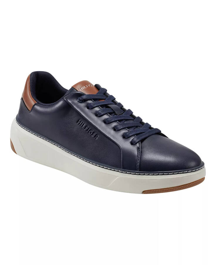 Men's Hines Lace Up Casual Sneakers Navy, Cognac - 6