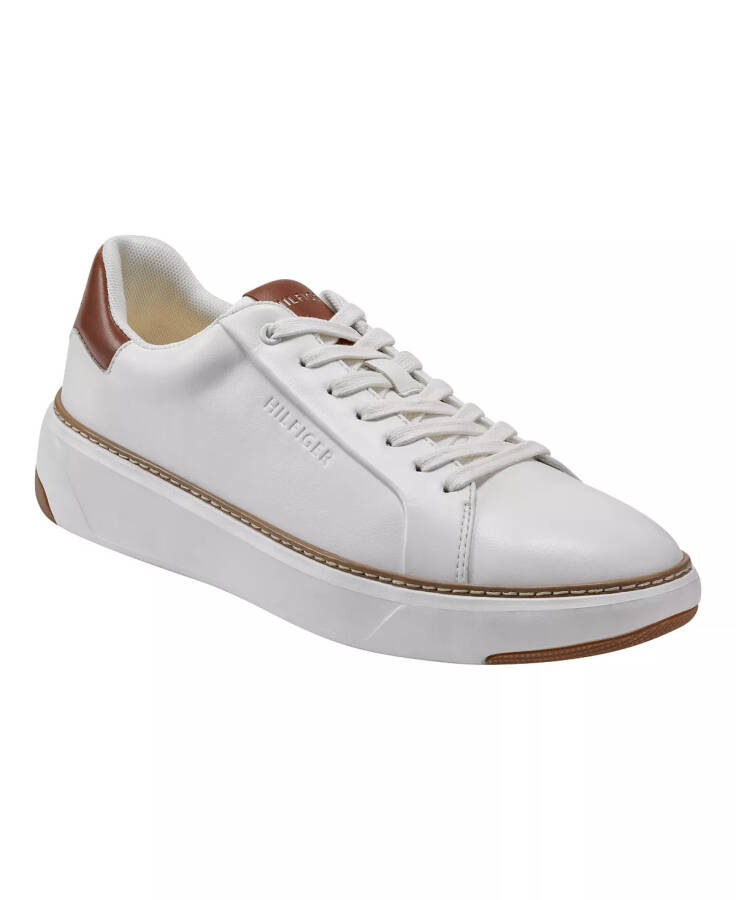 Men's Hines Lace Up Casual Sneakers White, Cognac - 6