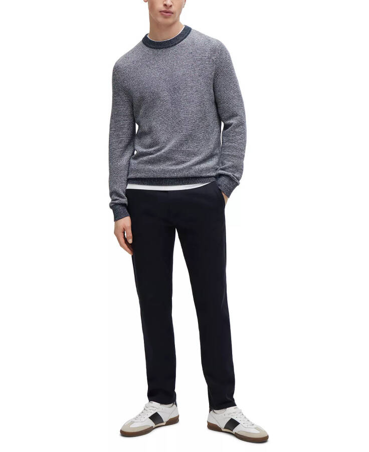 Men's Honeycomb-Structured Tapered-Fit Trousers Dark Blue - 3