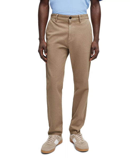 Men's Honeycomb-Structured Tapered-Fit Trousers Open Brown - 5