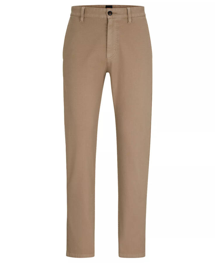 Men's Honeycomb-Structured Tapered-Fit Trousers Open Brown - 8