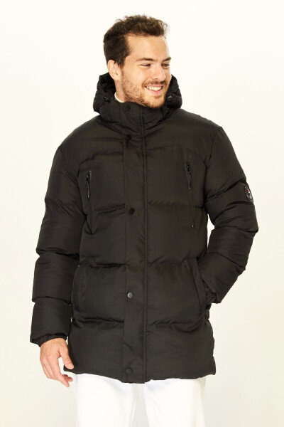 Men's Hooded Puffer Down Filled Warm Long Black Windproof Jacket Parka Coat - 8