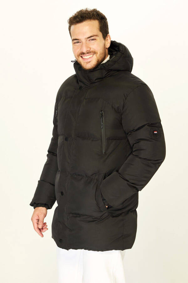 Men's Hooded Puffer Down Filled Warm Long Black Windproof Jacket Parka Coat - 11