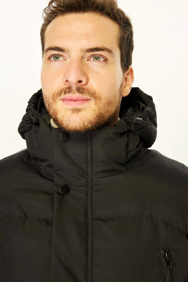 Men's Hooded Puffer Down Filled Warm Long Black Windproof Jacket Parka Coat - 13