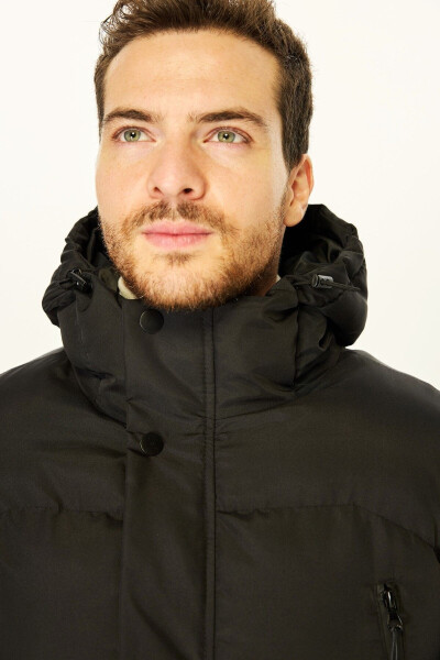 Men's Hooded Puffer Down Filled Warm Long Black Windproof Jacket Parka Coat - 5