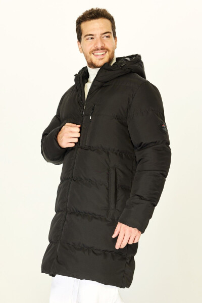 Men's Hooded Puffer Down Long Winter Black Windproof Jacket Parka Coat - 4