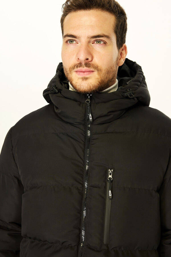 Men's Hooded Puffer Down Long Winter Black Windproof Jacket Parka Coat - 6