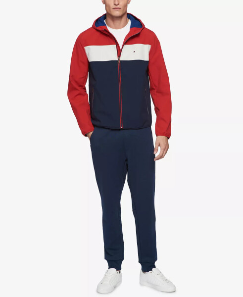 Men's Hooded Soft Shell Jacket Red/White/Blue - 3