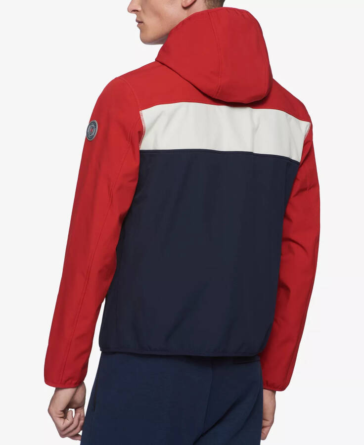 Men's Hooded Soft Shell Jacket Red/White/Blue - 4