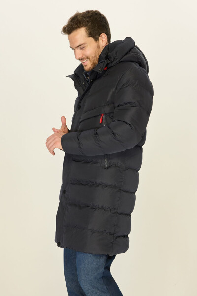 Men's Hooded Windproof Navy Blue Puffer Jacket Long Winter Coat Parka - 12