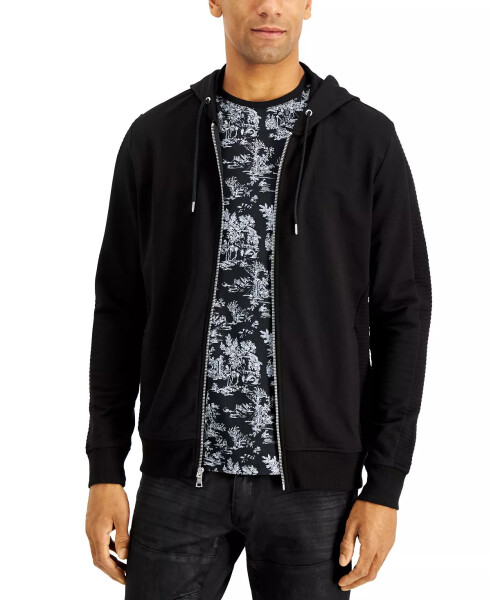 Men's INC Fortune Full Zip Hoodie, Created for Modazone Deep Black - 1